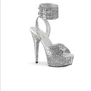Pleaser Glitter Ankle Cuff 6’ Platform Sandals